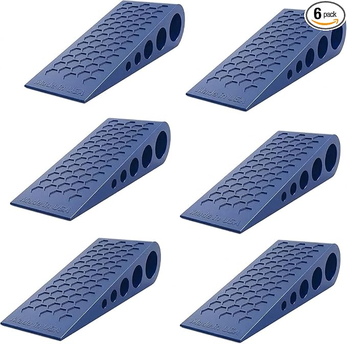 Door Stoppers Blue-6 Pack for Bottom of Door Premium Floor Rubber Door Stop Wedge Made in USA Heavy Duty Honeycomb Design for Carpet, Tile, Ideal for Home, School, Commercia
