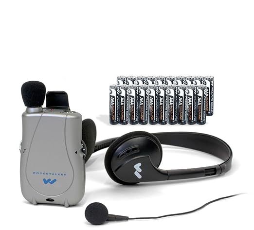 Williams Sound Pocketalker Ultra Hearing Amplifier | Easy-to-Use Hearing Amplifier for Seniors | Year Supply of Batteries | Amplified Sound Assistive Listening Device with Headphones for Elderly | Hearing Assist Earbuds