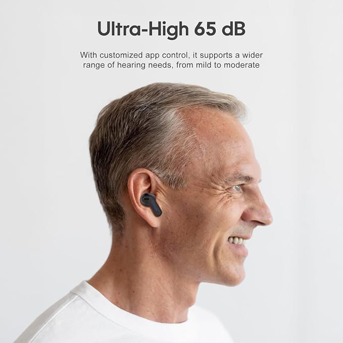 F1-P Bluetooth OTC Hearing Aids for Seniors & Adults with Hearing Loss, Smart App for Personalized Sound, AI Voice Enhancement & Noise Cancelling, Invisible Rechargeable Design, 30H Battery