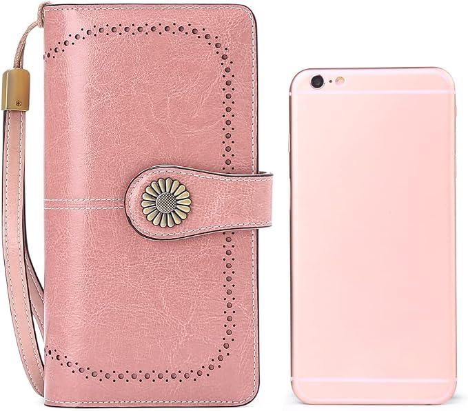 SENDEFN Wallets for Women Leather Credit Card Holder with RFID Blocking Large Capacity Wristlet | with RFID Blocking
