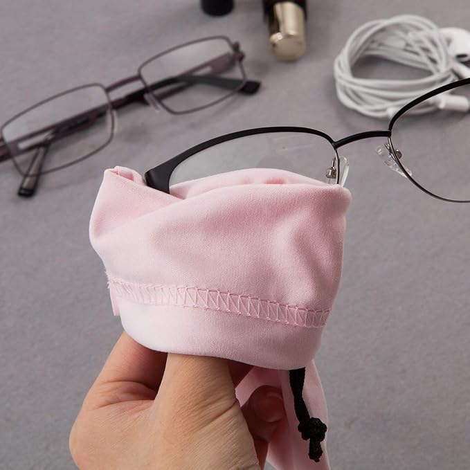 TRIUMPH VISION Glasses Case Soft Eyeglass Case Sunglass Pouch Cloth 3 Pack | Thick Microfiber Pouch Drawstring Pouch Eye Glass Bag Sunglasses Sleeve Storage, Lens Protection Cover,Cleaning Lens Screen