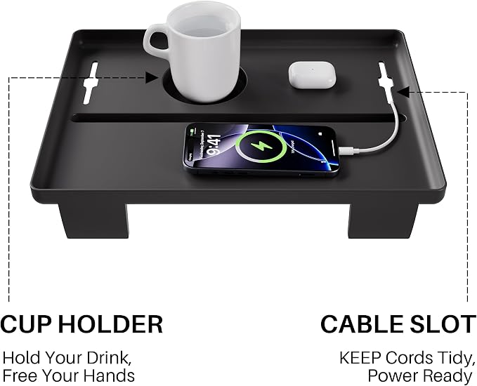 JOYMOOP Clip-On Bedside Shelf for Bunk Beds, Dorm Room Essentials, Bedside Caddy, No-Tool Install Bed Side Table Storage for Loft, Platform Beds, Nightstand Caddy for Phone, Glasses, Book, Black