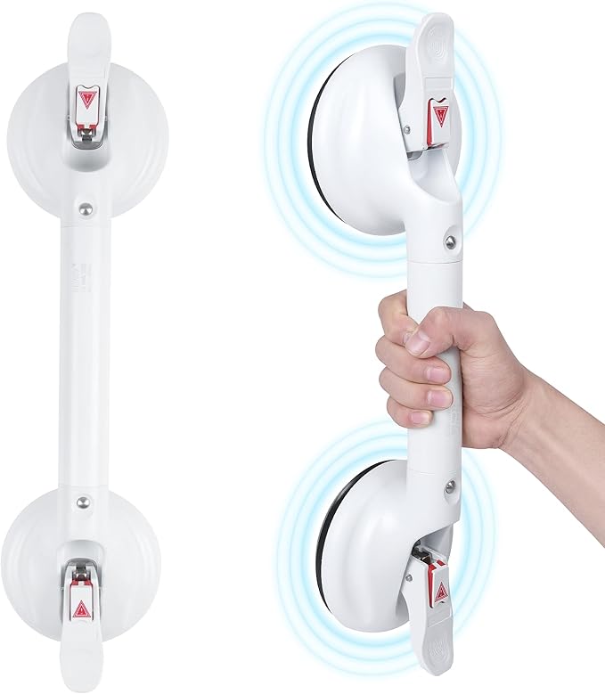 19inch Suction Shower Grab Bar, Portable Shower Handle Bar Suction Grip Bar Bathtub Handle with Strong Hold Suction Cup Fitting and Rapid Release for Bathroom(Max Capacity :300lb