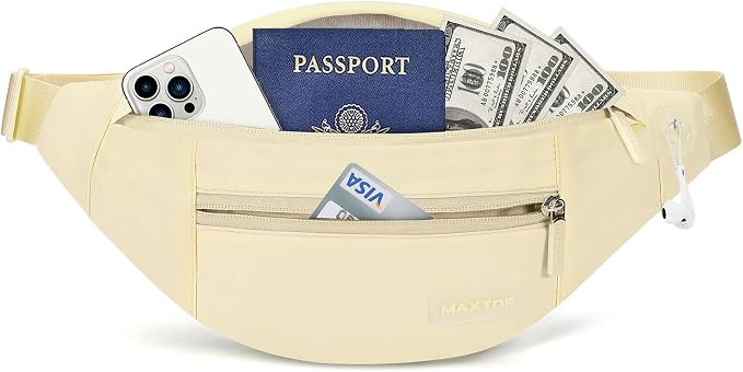 Large Yellow Waist Bag Sling Fanny Pack for Women Trendy Travel Essential | Key Chain,4-Zipper Pockets,Women Trendy Travel Essential Belt Bags with Adjustable Strap