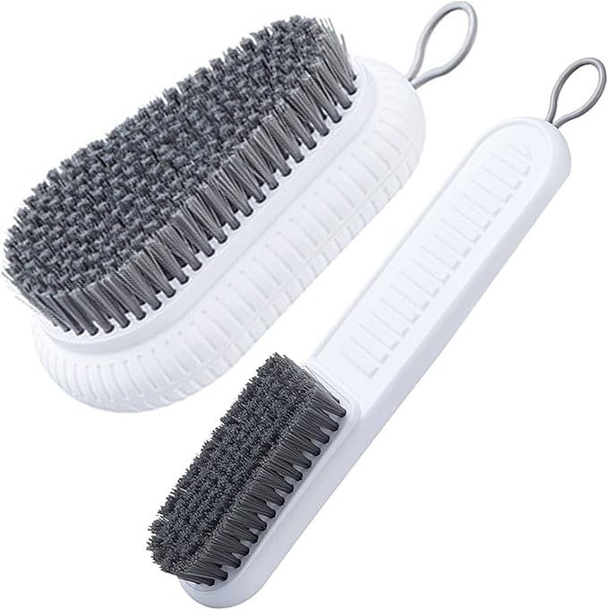 Cleaning Brush Soft Bristle Brush Laundry Scrub Brush Clothes & Shoes Brush | 2 Pack Scrubbing Brush Easy to Grip Household Cleaning Brushes Tool for Countertops Bathtubs