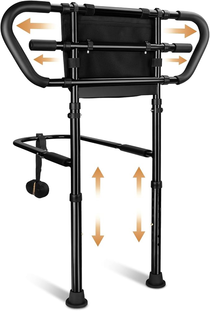 Bed Rails for Elderly Safety 400lbs, Adjustable Bed Assist Handle with Pocket