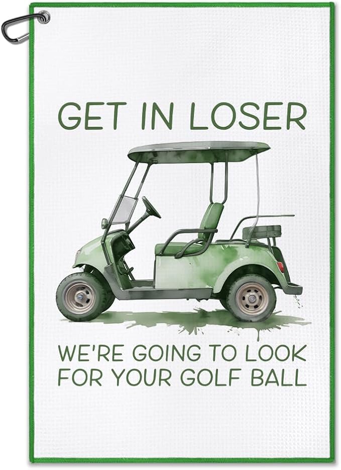 DYJYBMY Get in Loser Funny Golf Towel with Clip, Watercolor Style Golf Cart Towel for Men Women, Humor Golfing Gifts for Family Friend Coworker, Retirement Thank You Gifts for Golfer Golfing Lover