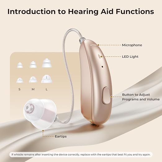 Hearing Aids for Seniors, OTC Hearing Aids for People with Hearing Loss, 100Hrs Long Battery Life, Upgraded 16-Channel Chip for Superior Sound Quality, RIE Design for Comfortable Wearing