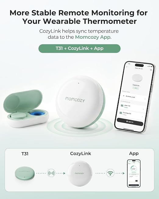 Momcozy CozyLink for Wearable Digital Thermometer, Accessory Only | Not a Thermometer, Requires Momcozy Baby Thermometer,More Stable Remote Temperature Monitoring Within 10m，Signal-Boosting