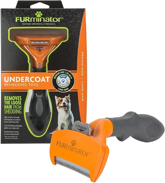 FURminator® Medium Dog Undercoat deShedding Tool, Long Hair, Reduces Loose Hair From Shedding