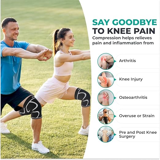 Modvel 2 Pack Knee Brace for Women & Men - Workout Knees Compression Sleeve for Knee Pain Relief Joint Support for ACL, Arthritis, Meniscus Tear Knees Brace for Sports, Rodilleras para Gym Fitness