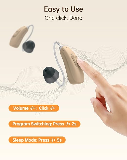 OTC Hearing Aids for Seniors, Superior Sound Quality, Comfort & Invisible design, AI Noise Cancellation, 120+ Hours of Charging Case Usage, 3 Smart Scene Modes（white）