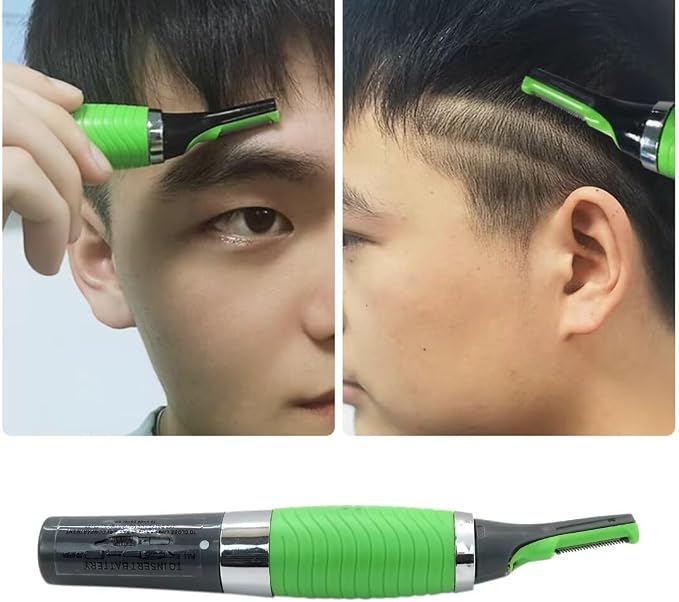 Men Nose Ear Face Neck Eyebrow Hair Mustache Beard Trimmer Shaver Clipper PE-Green