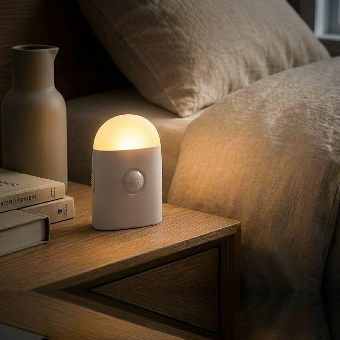Motion Sensor LED Night Light,Warm White Dimmable Rechargeable Stick & Hook | 2 modes: motion sensor & steady light,3 dimmable levels,ideal for hallway,stairs,bedroom,bathroom,cabinet,camping