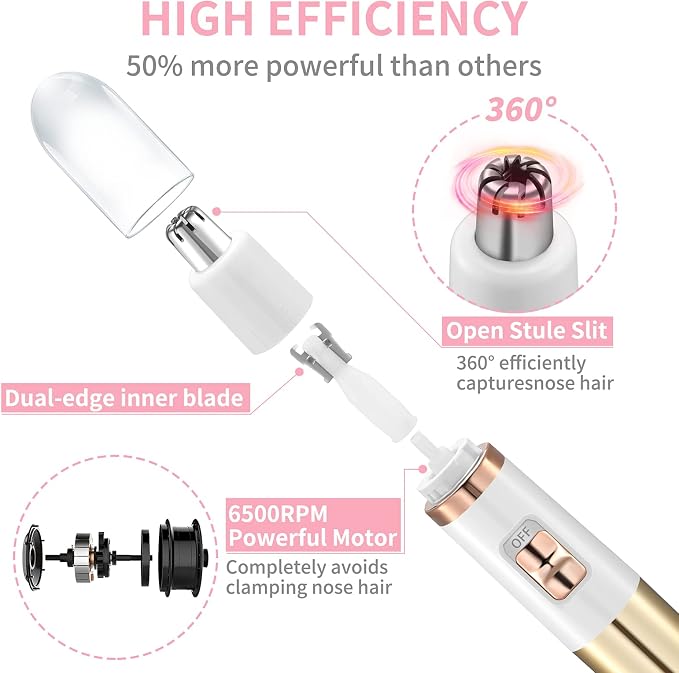 AREYZIN Nose Trimmer for Women Ladies Painless Facial Trimmer for Women,Eyebrow Facial Ear Hair Razors Nose Hair Clipper Professional, Waterproof, Gold
