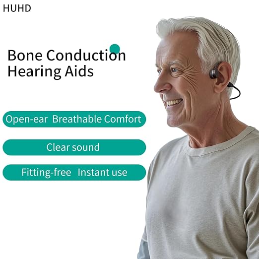 Bone Conduction Hearing Aids for Seniors and Adults,Open-Ear Hearing Amplifier,Hearing Protection,Comfortable Wearing,Rechargeable And 20H Working Time,Clear Sound and Easy to Use