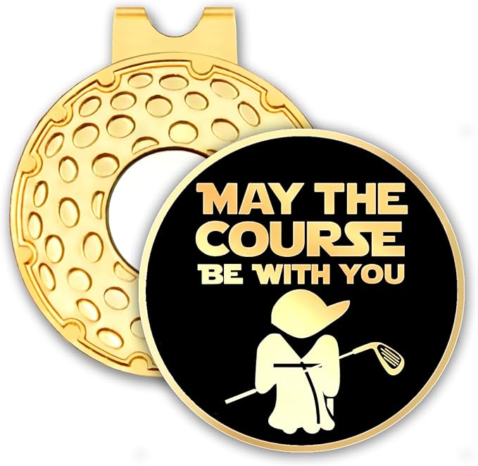 Black Gold Golf Ball Marker with Hat Clip, Funny Golf Accessories for Men Women Dad Mom Grandpa Golf Lover