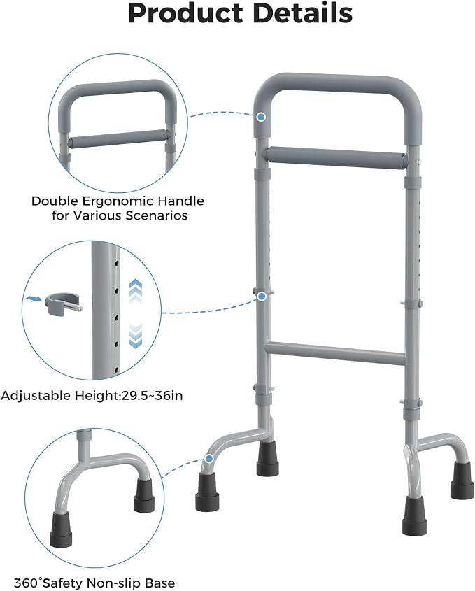 Stand Assist Aid for Elderly, Walking Support Mobility Aid, Height Adjustable Standing Aid for Balance, Portable Assistive Device for Elderly Mobility, Gray