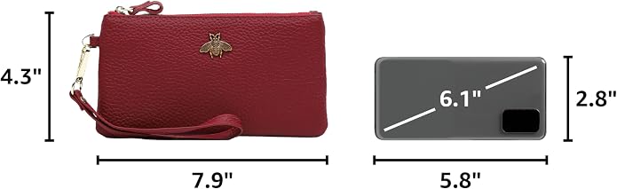 imeetu Wristlet Wallets for Women, Wristlet Clutch Purse, Phone Wallet | Genuine Leathe Wallet Women, Lightweight Water-resistant Long Wallet with Wrist Strap, Zip Coin Pocket, Gift Box, Bee Decor