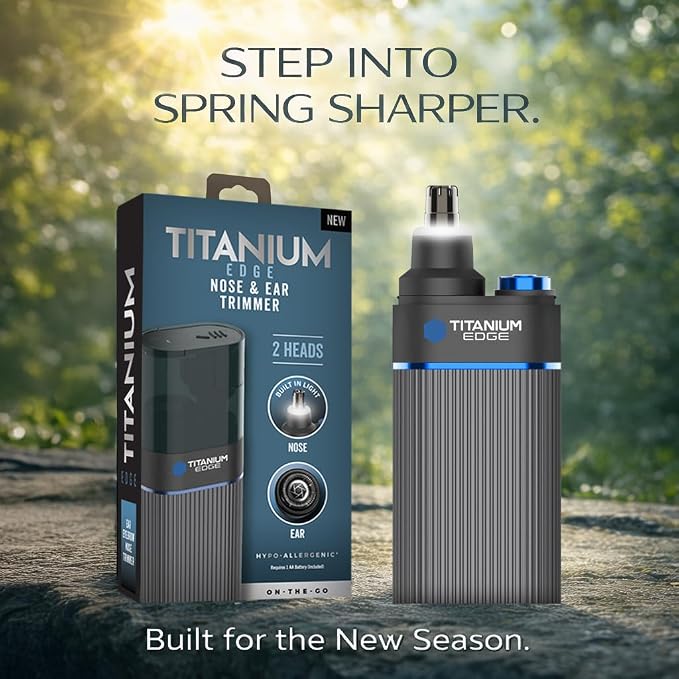 Microtouch Titanium Edge Ear & Nose Trimmer | Titanium-coated ear & nose trimmer with dual blades, built-in light, and water-resistant travel-friendly design