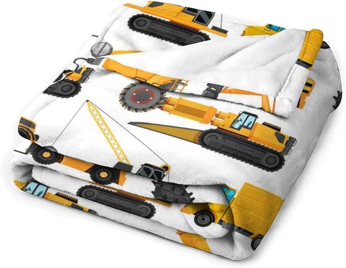Excavators Construction Blanket Gifts for Yellow Trucks Lover 80 x 60 Inch for Adult,Construction Excavators Fannel Fleece Throw Blanket Super Soft Throws Blanket for Bed Couch Sofa