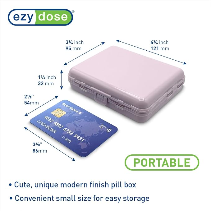 Ezy Dose Foldable Pill Case, Medicine Planner, Vitamin Organizer Box, Convenient and Easy to Use, 11 Individual Compartments with Various Sizes, Travel Friendly, Compact Pocket Pharmacy Style, Pink