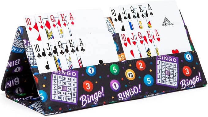 Playing Card Holder for Bingo Pull Tabs Canasta Poker Cards Black /Purple | Portacartas para Lotería, Casino Tickets, Bridge & Seniors Games for Adults Seniors