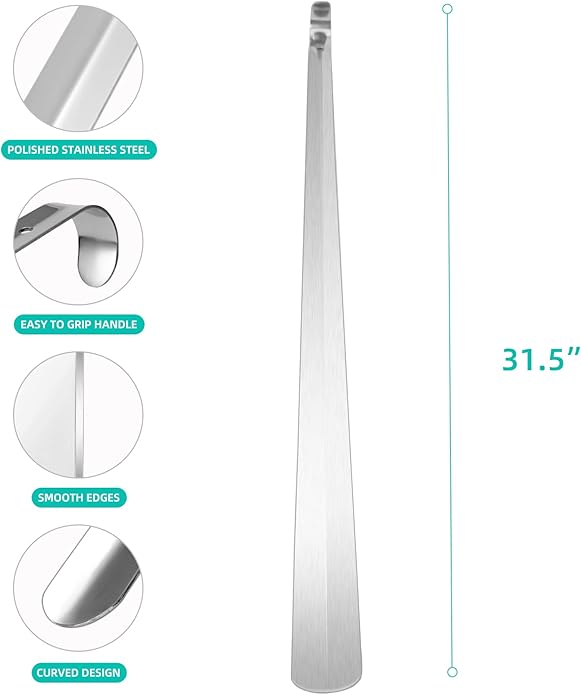 31.5" Long Shoe Horn, Shoe Horn Long Handle for Seniors, Metal Shoe Horn, for Men and Women, Extra long Shoes Horn, Long Handled Shoe Horn for Boots and Shoes