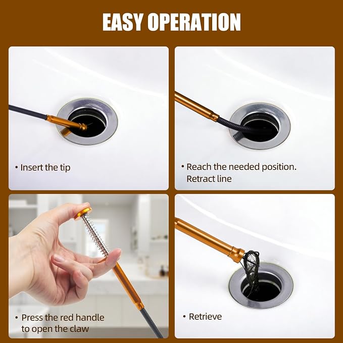 Flexible Grabber Tool, Magnetic 4-Claw Gripper (24", Orange) | Mechanic Pickup Tool with Spring-Loaded Handle; for Automotive, Engine Bay, Bathroom, Kitchen, Sewers, Drain, Small Spaces