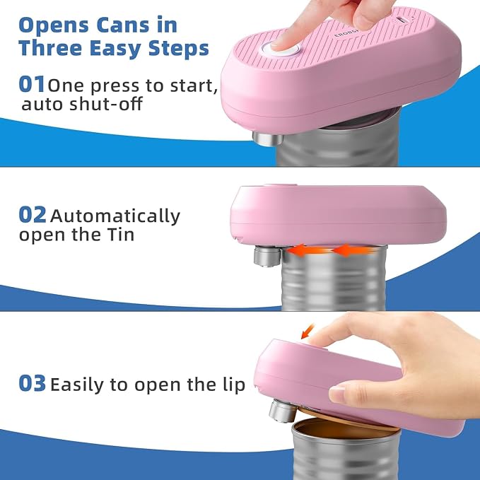 Auto Electric Can Opener, Rechargeable Can Openers for Seniors & Arthritis | One-Touch Rechargeable Battery Automatic Can Opener, Hands-Free, Smooth Edge, Compact, Cordless, Food-Safe Kitchen Gadgets