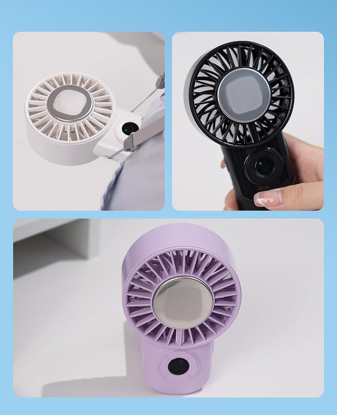 Portable Handheld Fan with Semiconductor Ice Cooling, 5 Seconds Cool Down | 4000mAh Handheld Fan/Table Fan/Neck fan 3 In 1, Rechargeable 10500 RPM Turbo cooling fan for Outdoor,Office,Camping,Travel