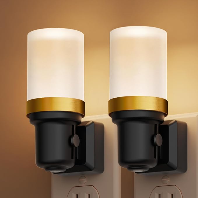 L LOHAS LED Night Light, 2 Pack Night Lights Plug into Wall | Dimmable Nightlight with Auto Light Sensor, 3000K Warm White 0-100LM, Plug in Night Light for Hallway Bedroom Bathroom