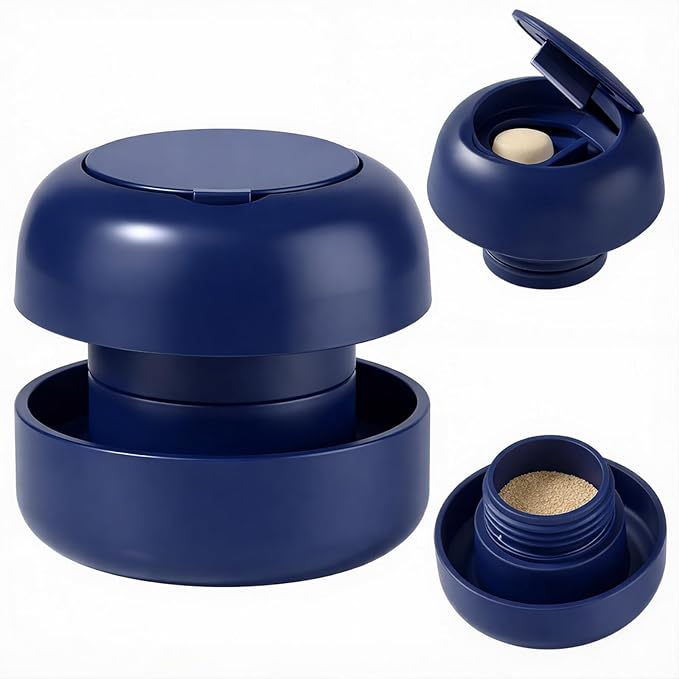 Pill Cutter Splitter for Small and Tiny Pills, 2-in-1 Mini Pill Crusher Grinder, Precise Cutting for Pills Vitamins, Portable for Travel & Pet (Blue)