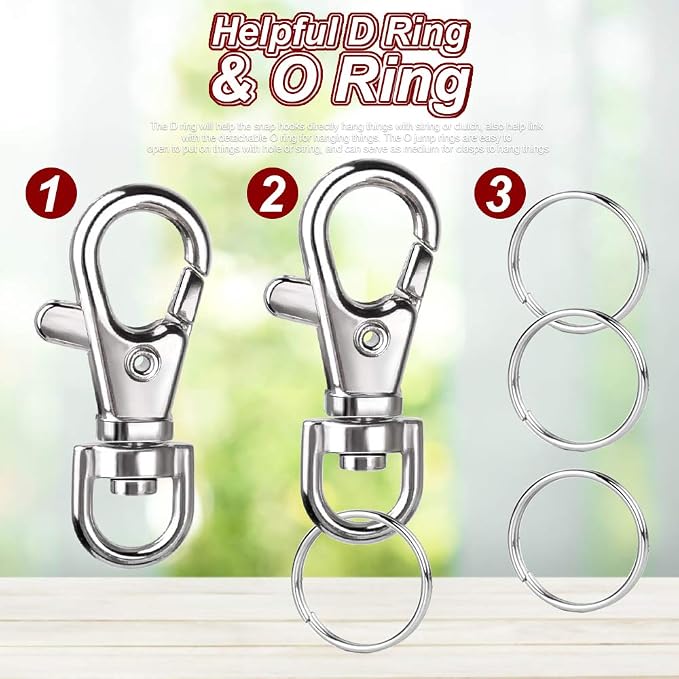 LEOBRO 160PCS Lobster Claw Clasps and Key Rings, Keychain Making Kit, 80PCS Keychain Clips and 80PCS Key Chain Rings, Key Chain Making Kit for Crafts, Keychains, Jewelry