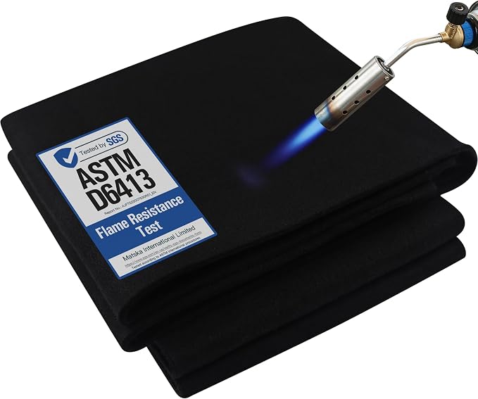 Fireproof Welding Blanket - 4x6 Feet, Matska Carbon Felt Soldering Mat & Pad, ASTM D6413 Certified 5mm Flame Retardant Fabric, Heat Shield for Brazing, Automotive Repair, Grill & Smoker, Black