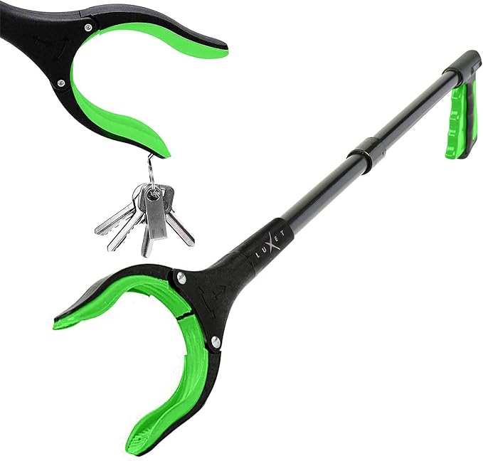 Grabber Reacher Tool - 2 Pack - Latest Version Long 32 Inch Foldable Pick Up Stick - Strong Grip Magnetic Tip Lightweight Trash Picker Claw Reacher Grabber Tool Elderly Reaching - by Luxet (Green)