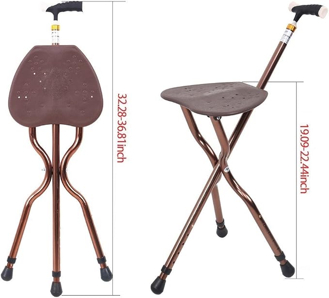 Folding Lightweight Walking Stick Cane with Seat Foldable Golf Chair Cane Stool Portable Seats Hold 350 lbs for Seniors Spectator