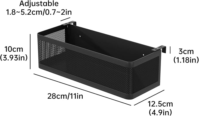 Bedside Caddy Shelf for Bunk Bed, Black, L11in*W4.9in*H3.93in | For Bunk Bed, Office Cubicle Walls, Crib Rails, Dorm Bed College Dorm Room Essentials, Large Capacity, Easy Install