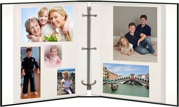 Magnetic Self-Stick 3-Ring Photo Album 100 Pages (50 Sheets), Hunter Green