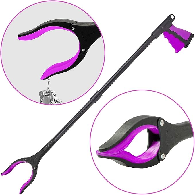 Grabber Reacher Tool - 2 Pack - Latest Version Long 32 Inch Foldable Pick Up Stick - Strong Grip Magnetic Tip Lightweight Trash Picker Claw Reacher Grabber Tool Elderly Reaching - by Luxet (Pink)