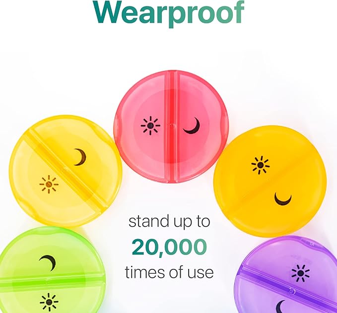 Sukuos Large Weekly Pill Organizer 2 Times a Day, Daily Pill Box 7 Day Easy to Open with Double Protection, AM PM Pill Case for Medicine/Vitamin/Fish Oil/Supplements (Yellow)