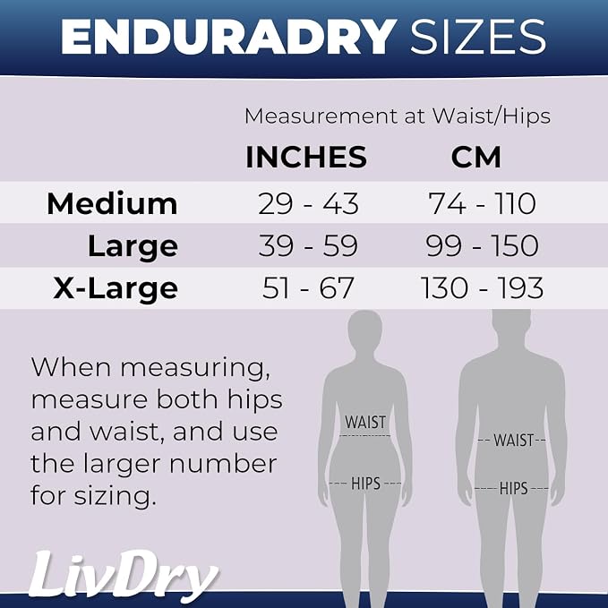 LivDry EnduraDry Max XL Adult Diapers with Tabs, Up to 12-Hours, Super Absorbent Incontinence Underwear, Leak Protection Briefs, Extra Large, 48-Pack