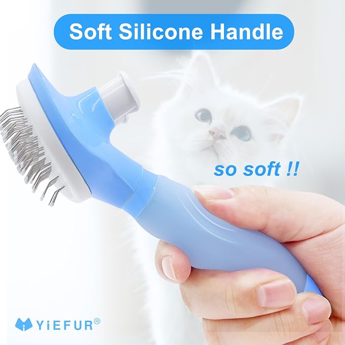 Cat Brush for Shedding,Silicone Self Cleaning Long & Short Hair Grooming | Removing Loose Hair,Minimized Shedding,Cat Approved,Comfortable Grip,Little Plastic Tips,Right Size Brush