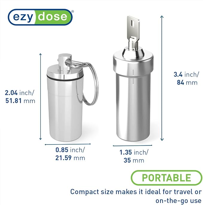 Ezy Dose Lockable Pill Fob & Keychain Bundle, Small & Large Compartments | Locking Design, Versatile Storage for Medicine & Vitamins, Safe for Money & Travel Items, Ideal For Travel Use, BPA-Free