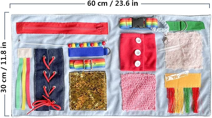 Fidget Blanket for Adults with Dementia, Senior Activity Blanket for Elderly Care, Alzheimer’s Dementia Activity Aid, Tactile Lap Blanket for Seniors, Grey