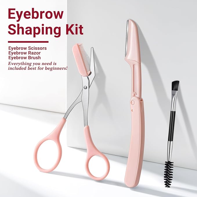TsMADDTs Tweezers for Women Facial Hair, 8-piece Eyebrow Kit with Bag | Stainless Steel Precision Tweezers Set for Eyebrow, Face, Nose, Lash, Ingrown & Splinter, Gift Set with Scissor, Razor, Brush