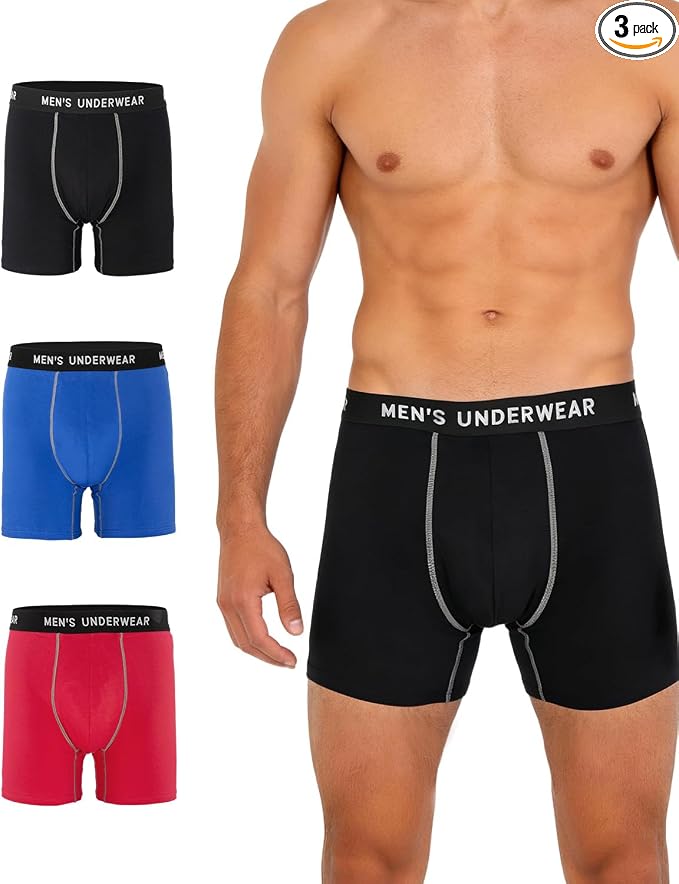 Men's Incontinence Underwear, 100ML Absorb Leakproof Boxer Brief | With Upgraded Fast-Absorbing Core, Washable Reusable Cotton Incontinence Briefs for Men, Bladder Leak Protection 3 Pack/3XL