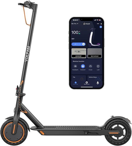 VOLPAM Electric Scooter, 350W/500W Powerful Motor, 8.5"/10" Solid Tires, 19/22Mph, 28/23/21/16 Miles Max Range, Dual Braking