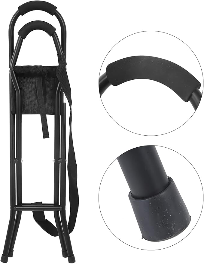 Walking Stick, Portable Walking Cane, Cane Chair, Quad Cane Stools and Folding, Folding Cane Chair for Elderly Seniors Women Men Rest Stool Outdoor