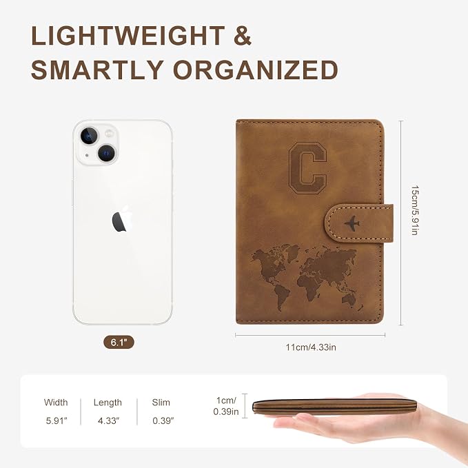 ILIYAH-Passport Cover-Passport Holder Travel Wallet-RFID Blocking Passport Case Travel Accessories Card Holder Wallet Unisex Travel Gifts (Brown C)